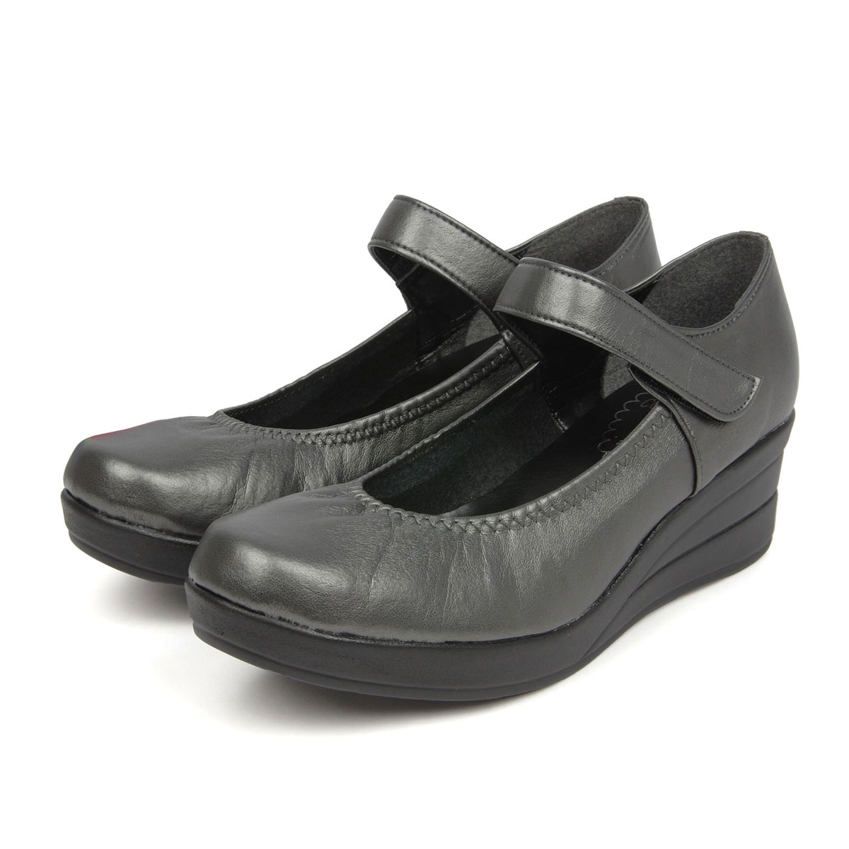 日本製 ファーストコンタクト パンプス 5センチ やわらかい 痛くない コンフォート 歩きやすい ストラップ 黒 撥水 ウェッジソール オフィス 39041 39046 爆買 | ブランド登録なし | 07