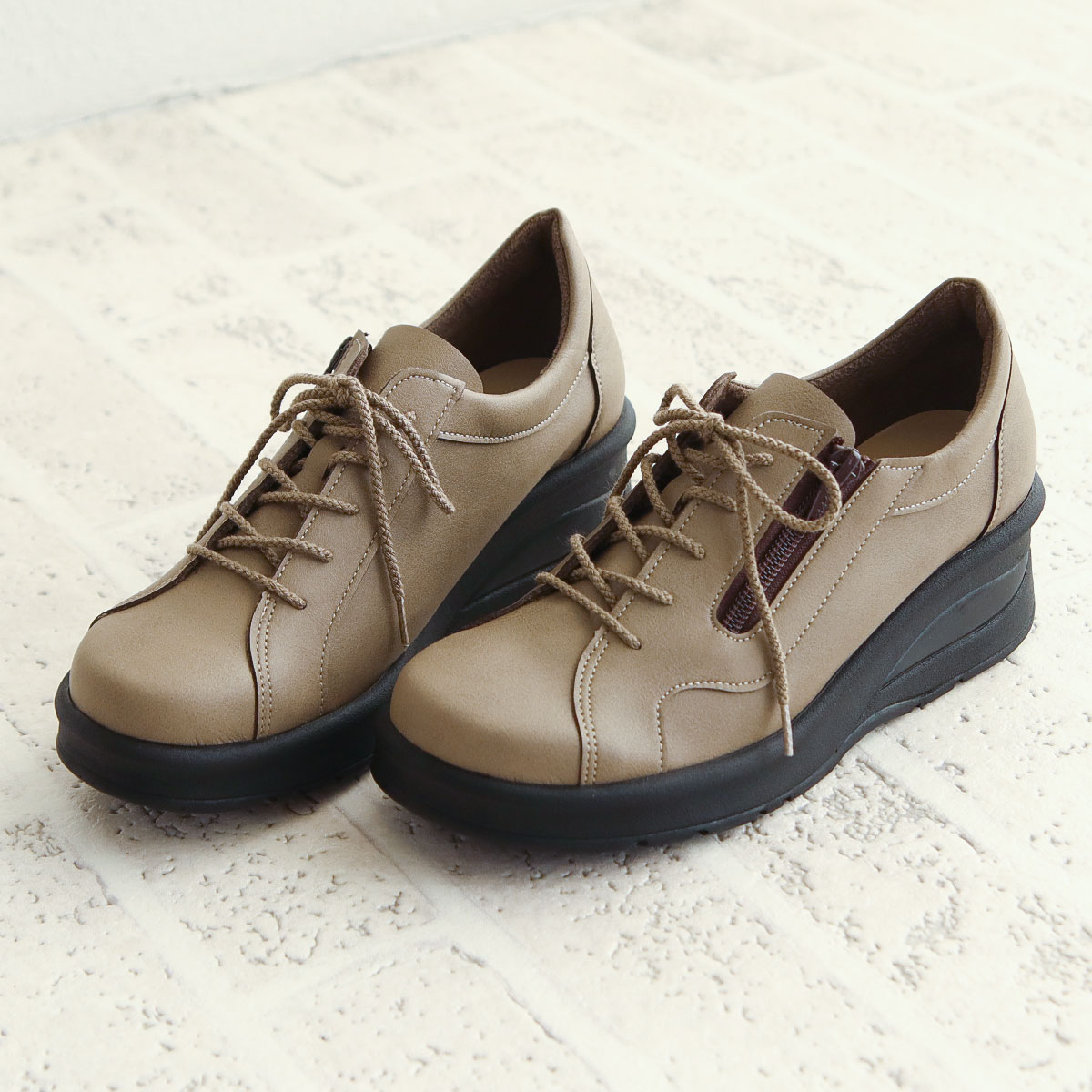 レースアップシューズ レディース 履きやすい ウェッジソール