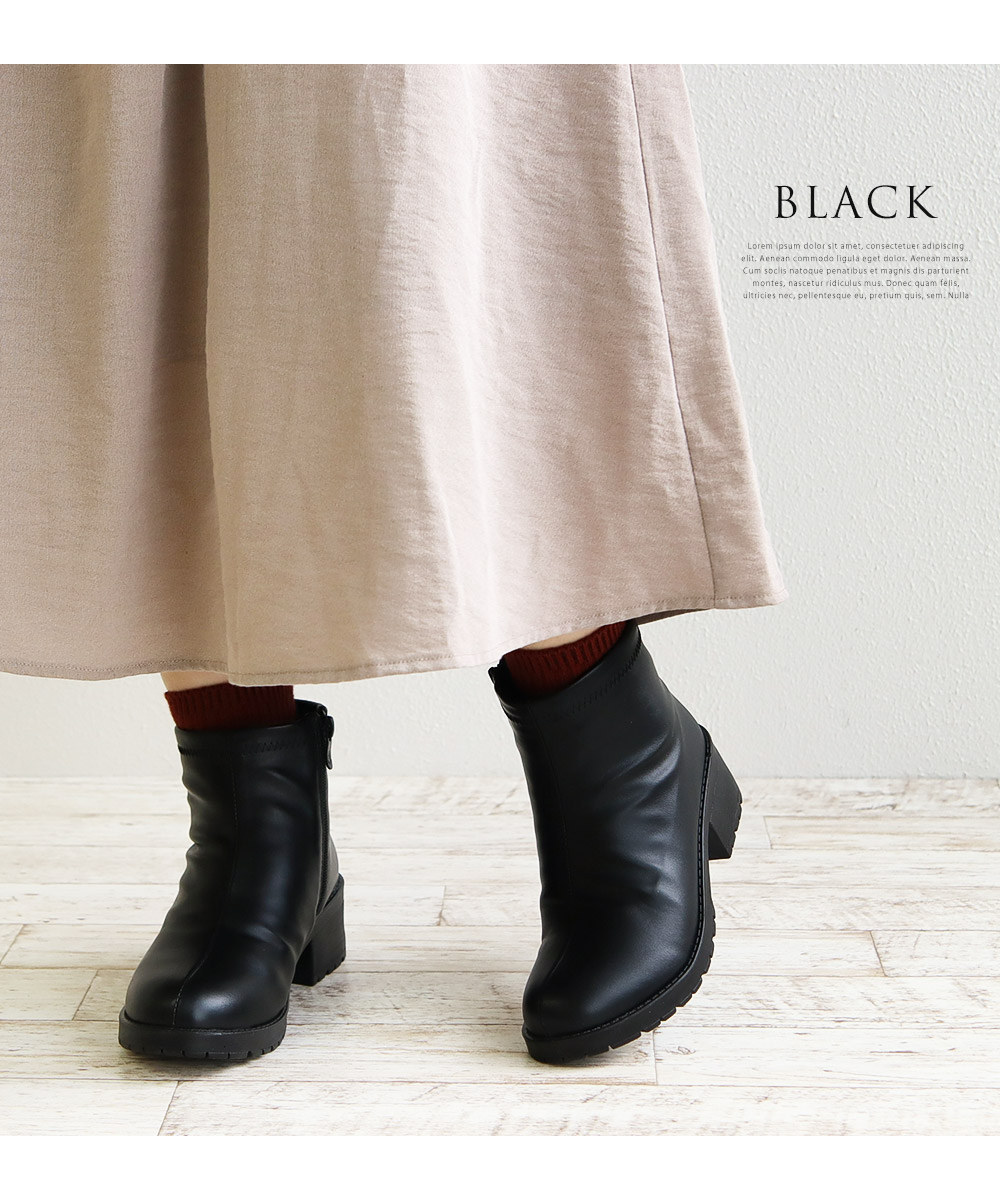 ショートブーツ レディース 歩きやすい サイドファスナー 軽量 冬