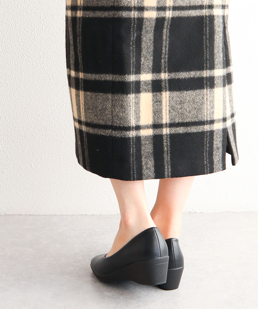 パンプス 歩きやすい ローヒール ウェッジソール 黒 通勤 コンフォート 靴 5cm ヒール フォーマル リクルート ビジネス ブラック スクエアトゥ | Rakuchin | 06