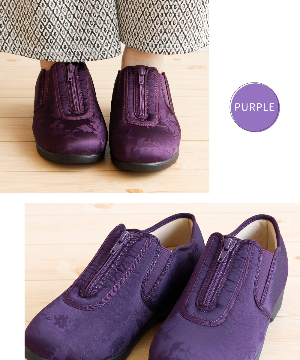 レディース コンフォートシューズ おしゃれ 幅広 軽い 履きやすい 痛くない 花柄 室内 室外 靴 黒 ブラック ベージュ パープル 556-100a 爆買 | Rakuchin | 14