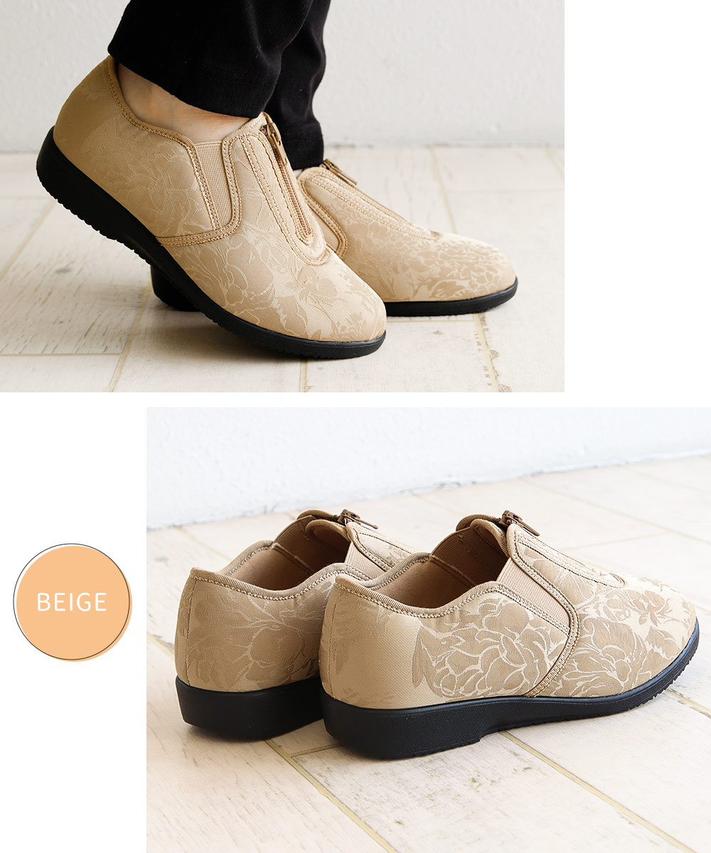 レディース コンフォートシューズ おしゃれ 幅広 軽い 履きやすい 痛くない 花柄 室内 室外 靴 黒 ブラック ベージュ パープル 556-100a 爆買 | Rakuchin | 13