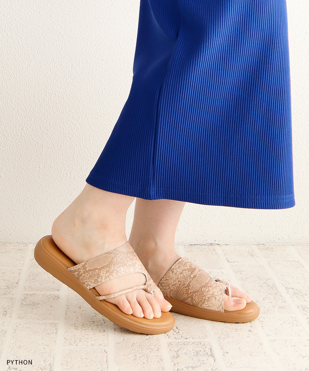 Belle Scarpe サンダル レディース オープントゥ ローヒール 黒 ブラック ベージュ パイソン柄 ヘビ柄 ベルスカルパ 557-1007 爆買 | ブランド登録なし | 13