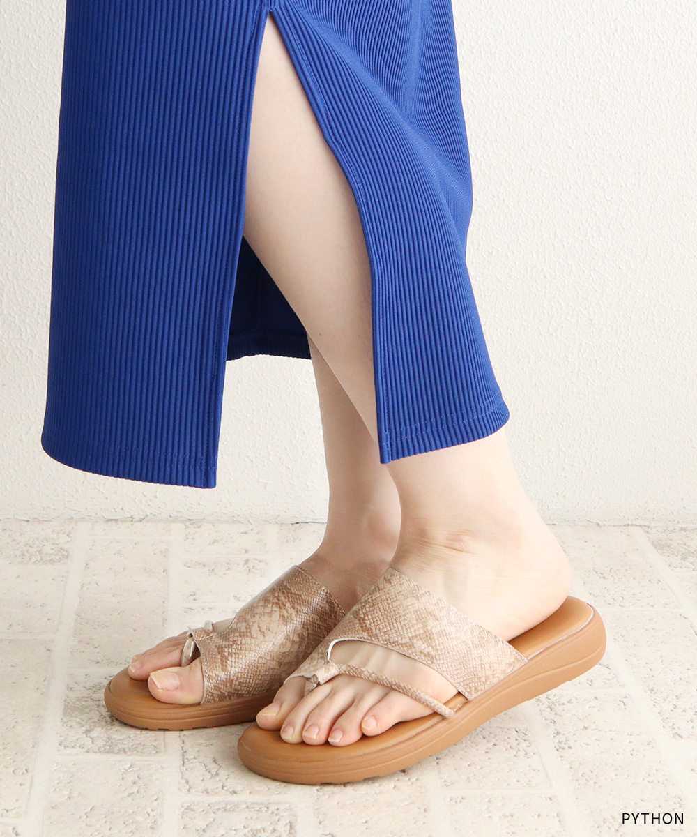 Belle Scarpe サンダル レディース オープントゥ ローヒール 黒 ブラック ベージュ パイソン柄 ヘビ柄 ベルスカルパ 557-1007 爆買 | ブランド登録なし | 06