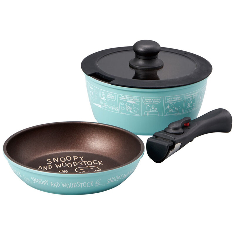 取っ手が取れる 鍋 フライパン セット ダイヤモンドコート IH対応 ガス火 オーブン 20cm ガラス蓋 コンパクト収納 キャラクター柄 ANFP2 | スケーター | 03