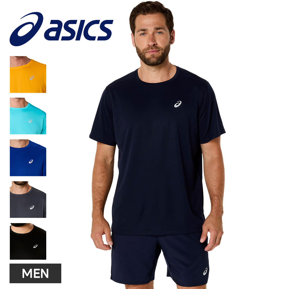 アシックス Tシャツ メンズ 半袖 吸汗速乾 スポーツ トレーニング 運動 シャツ メンズ 半袖 黒 男性用 asics ランニングドライ半袖シャツ 2011d242 爆買 | ASICS