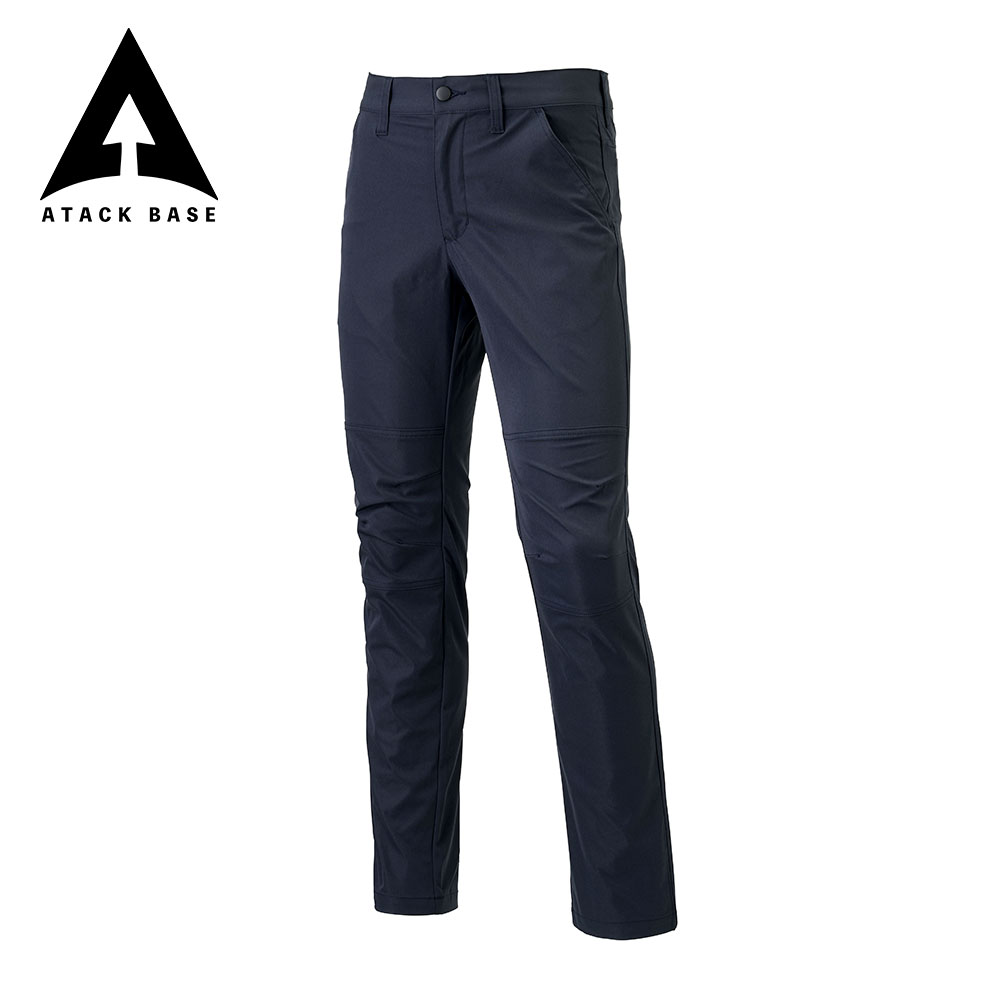 アタックベース 作業服 作業着 ズボン ストレッチ 作業ズボン パンツ カーゴパンツ ワークパンツ ストレッチパンツ チノパン ボトムス 軽量 黒 APEX WIN 19082 | アタックベース | 01