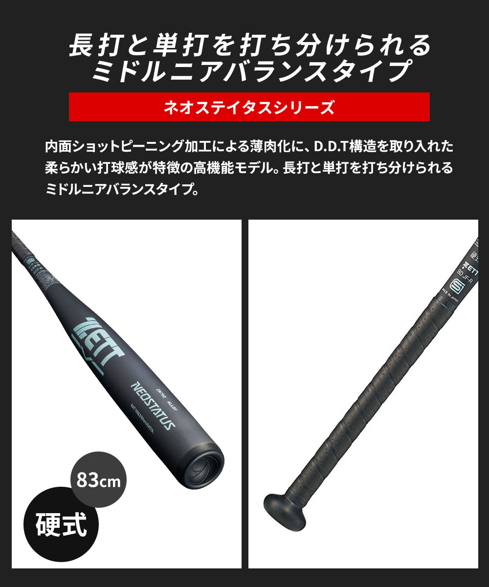 ゼット 野球 バット 硬式 大人 金属 83cm 日本製 ネオステイタス ミドルニアバランス 新基準対応 ZETT ベースボール BAT10683 爆買 | ゼット | 03
