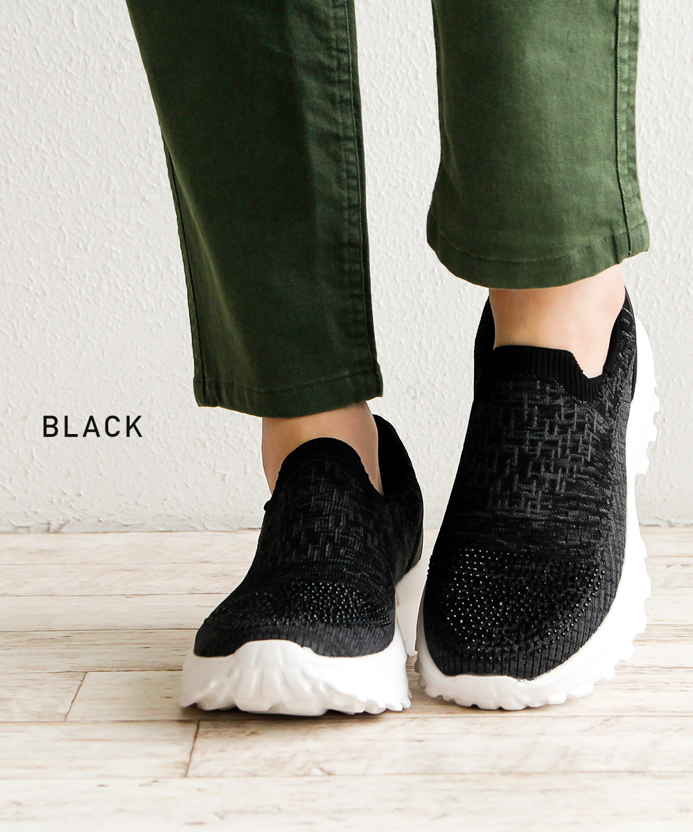 ボブソン スリッポン レディース ローカット 歩きやすい 軽量 ハンズフリー 靴 ニット  黒 ブラック グレー 白 ホワイト BOBSON 0048 | BOBSON | 11