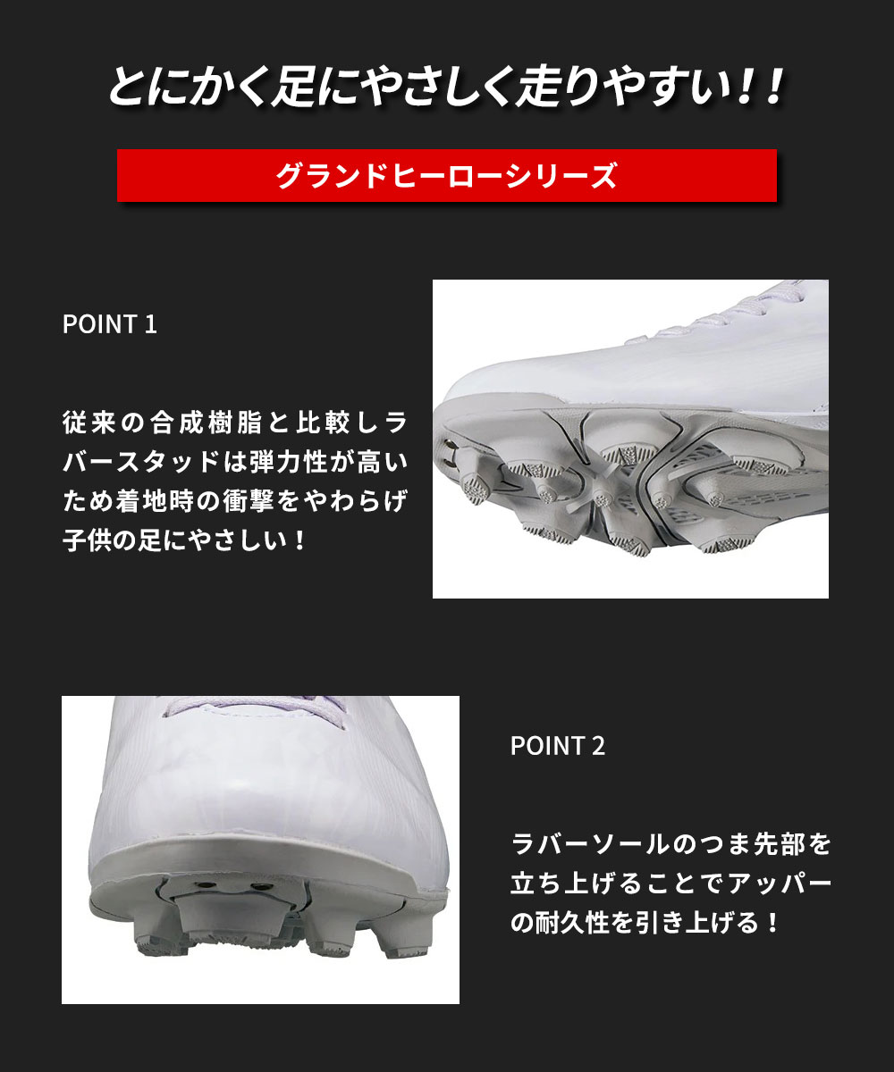 スポーツ 野球 ゼット（ZETT） 野球 スパイク ジュニア ポイント グランドヒーロー
