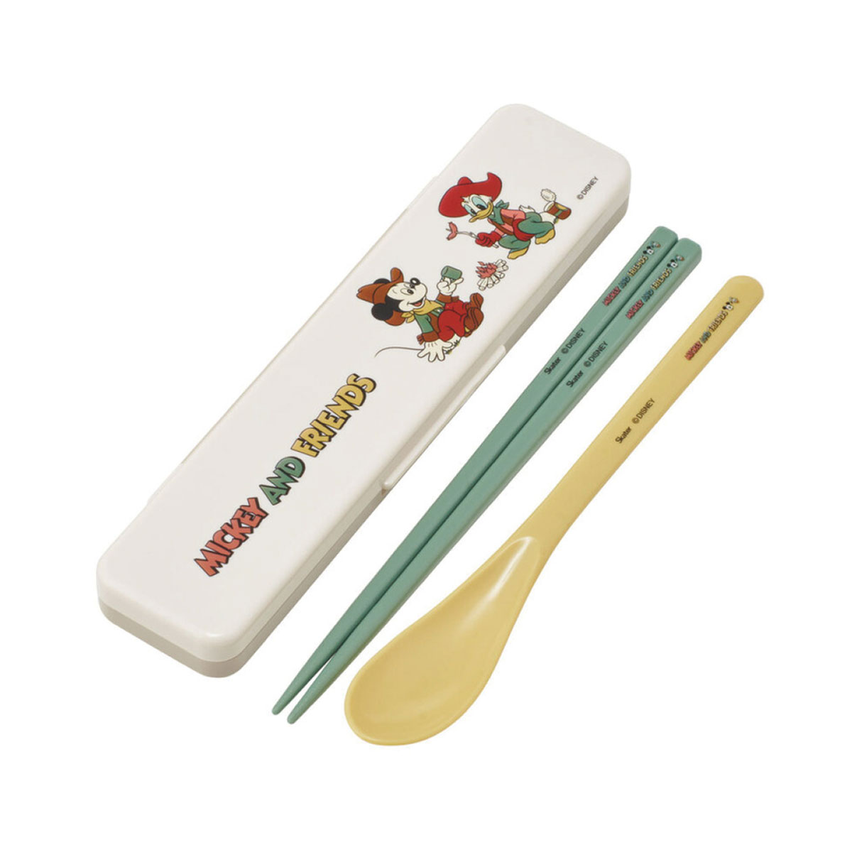 箸セット スプーン 抗菌 音が鳴りにくい お弁当 箸 18cm かわいい 箸ケース キャラクター 日本製 ランチグッズ おはしセット CCS3SAAG | スケーター | 01