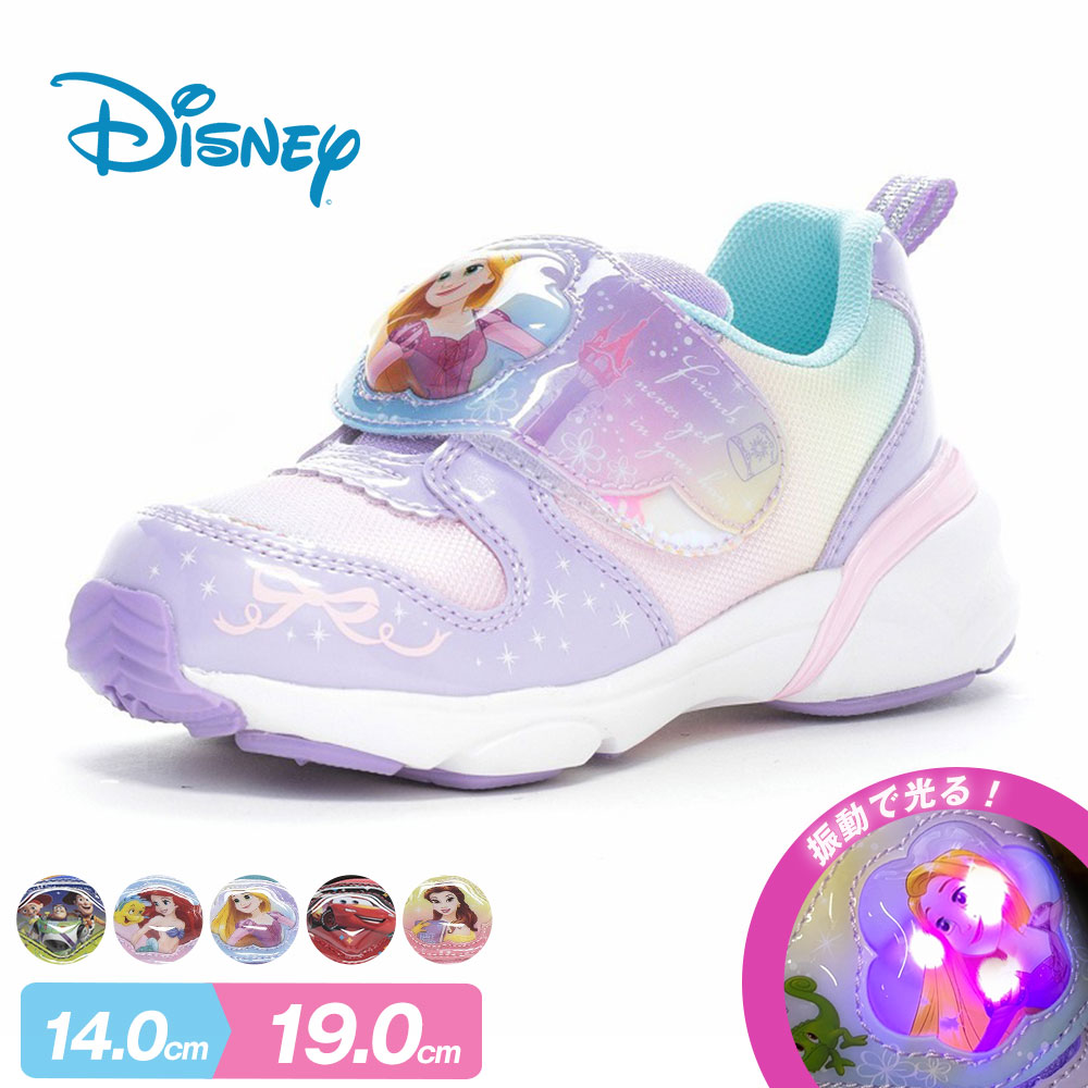 Yahoo! Yahoo!ショッピング(ヤフー ショッピング)Disney キッズ スニーカー 光る 靴 子供 女の子 男の子 面ファスナー キャラクター LED シューズ アリエル カーズ トイストーリ DN C1358LE ディズニー