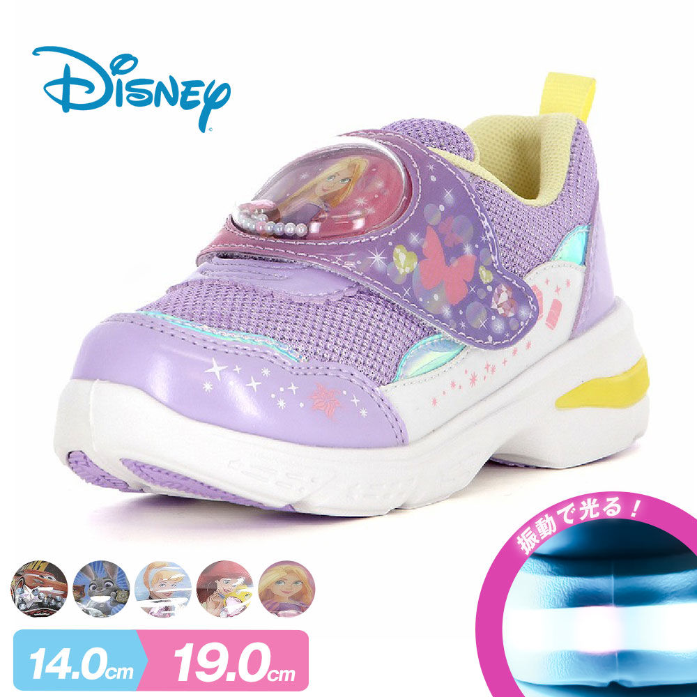 キッズ スニーカー 光る 靴 子供靴 女の子 男の子 かわいい ディズニー キャラクター 白 黒 シューズ ムーンスター DDN C1365LE