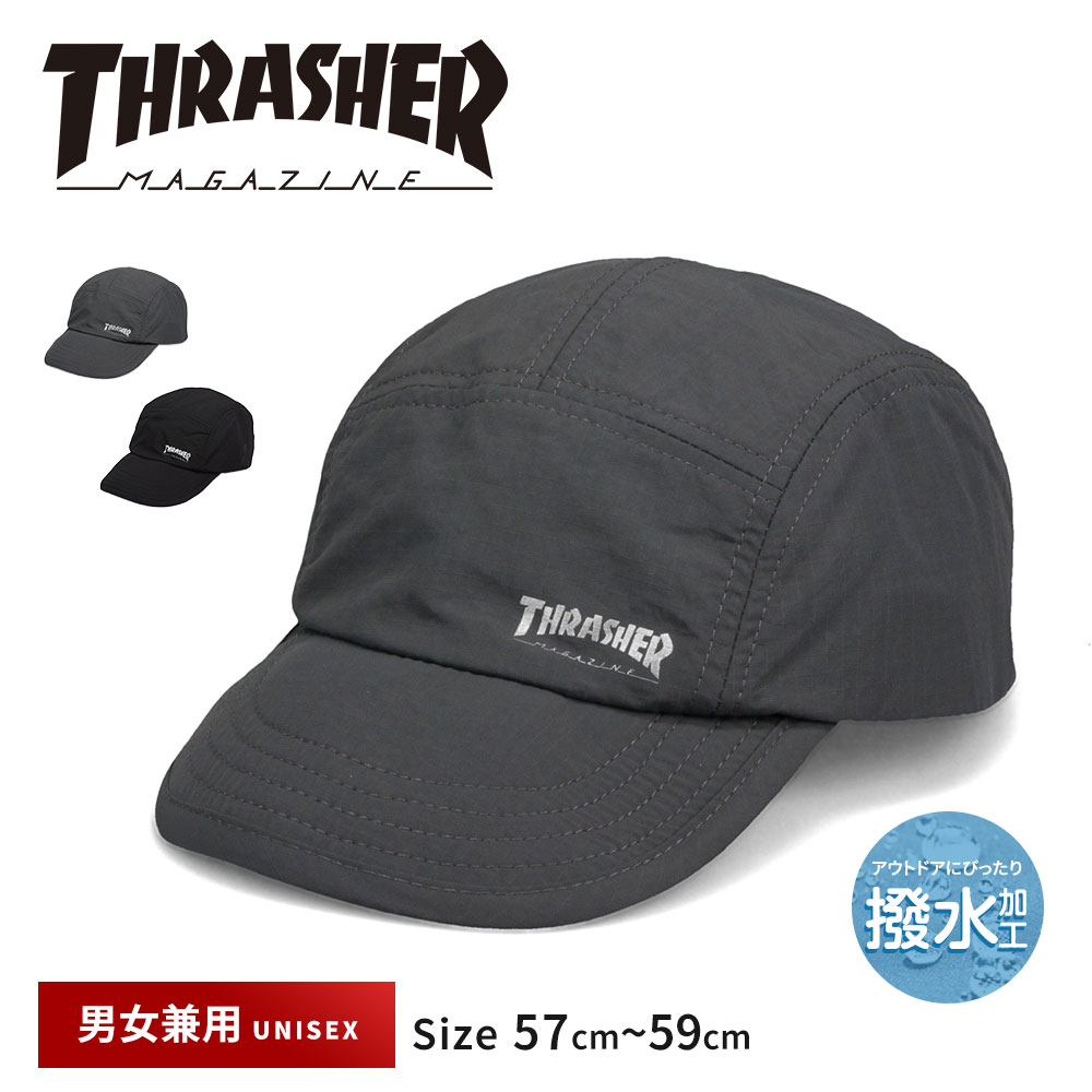 スラッシャー ジェットキャップ ナイロン メンズ レディース 撥水 軽量 UVカット 黒 ブラック グレー THRASHER ds2279 爆買 | THRASHER