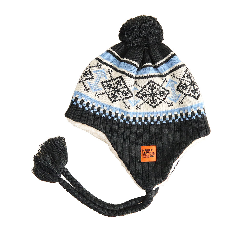 クリフメイヤー ニット 帽子 ビーニー 耳当て ポンポン 冬 ロゴ 大人 ワッチキャップ 黒 ブラック ベージュ KRIFF MAYER dw1843 | KRIFF MAYER | 02