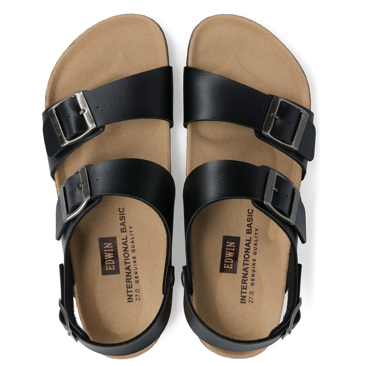 エドウィン コンフォートサンダル メンズ バックストラップ サンダル カジュアル アメカジ 幅広 疲れにくい ブラック ダークブラウン ネイビー ホワイト 1002 | EDWIN | 01
