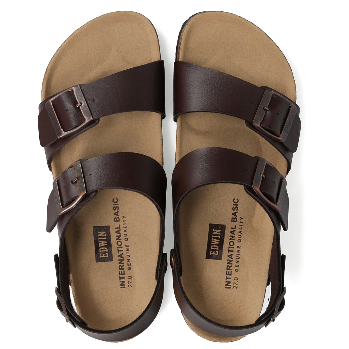エドウィン コンフォートサンダル メンズ バックストラップ サンダル カジュアル アメカジ 幅広 疲れにくい ブラック ダークブラウン ネイビー ホワイト 1002 | EDWIN | 02