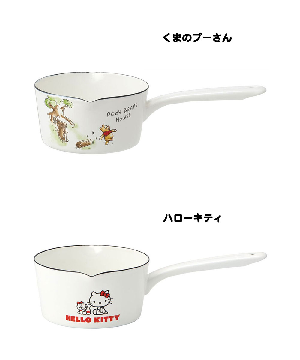 ミルクパン ホーロー 1.2L IH対応 ガス火 片手鍋 深鍋 両口 16cm 小さめ 女性 レディース レトロ 白 ディズニー サンリオ ENMP1 | スケーター | 06