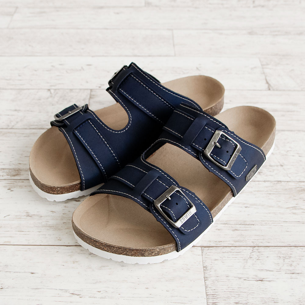 エドウィン コンフォートサンダル メンズ フットベッド アーチサポート レジャー アウトドア 天然コルク ブラック 黒 ネイビー EDWIN 9128 | EDWIN | 02