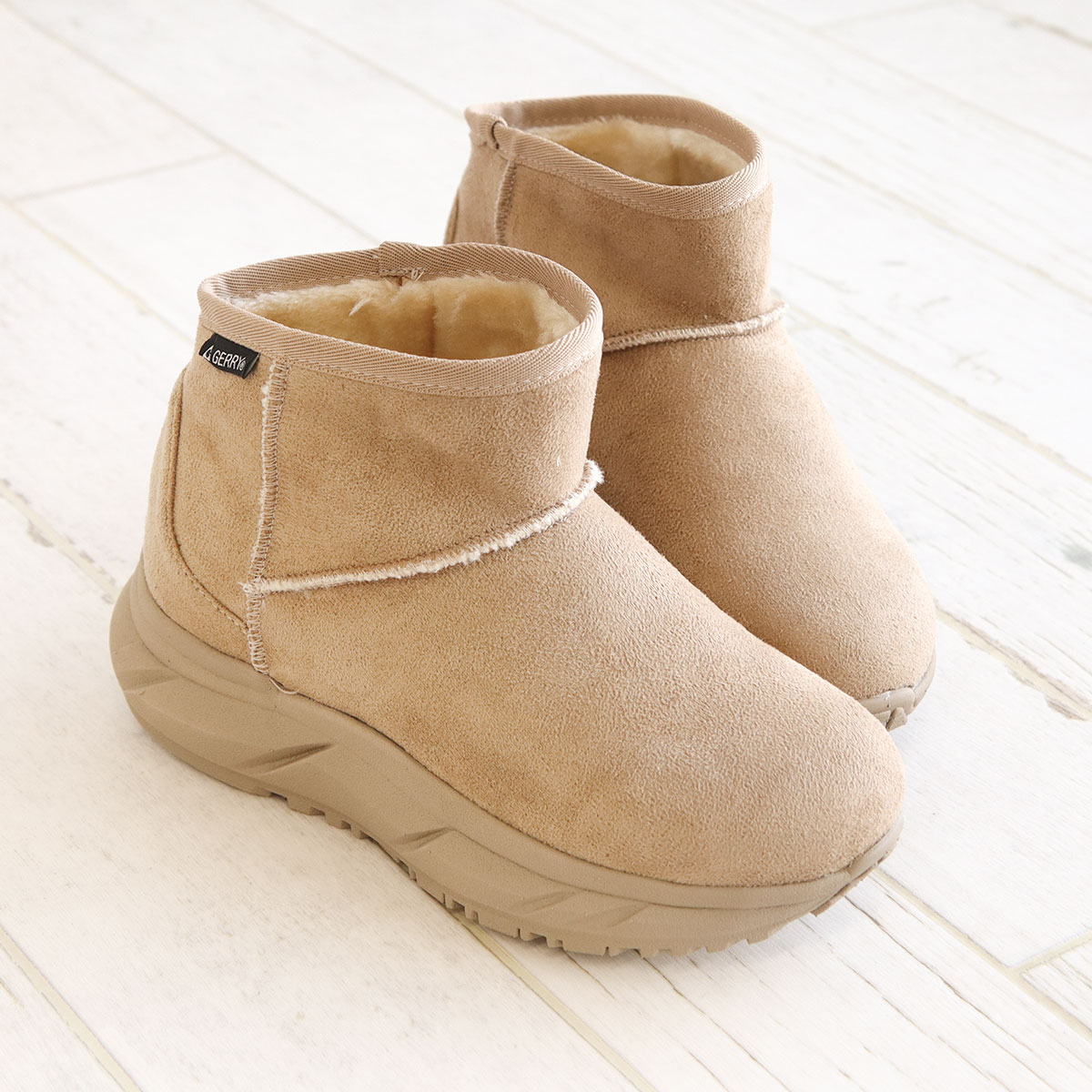 ムートン ブーツ レディース ショート 厚底 撥水 軽量 あったか 裏ファー 防滑 黒 ブラック ブラウン グレー キャメル ベージュ 5597 爆買 | GERRY | 05