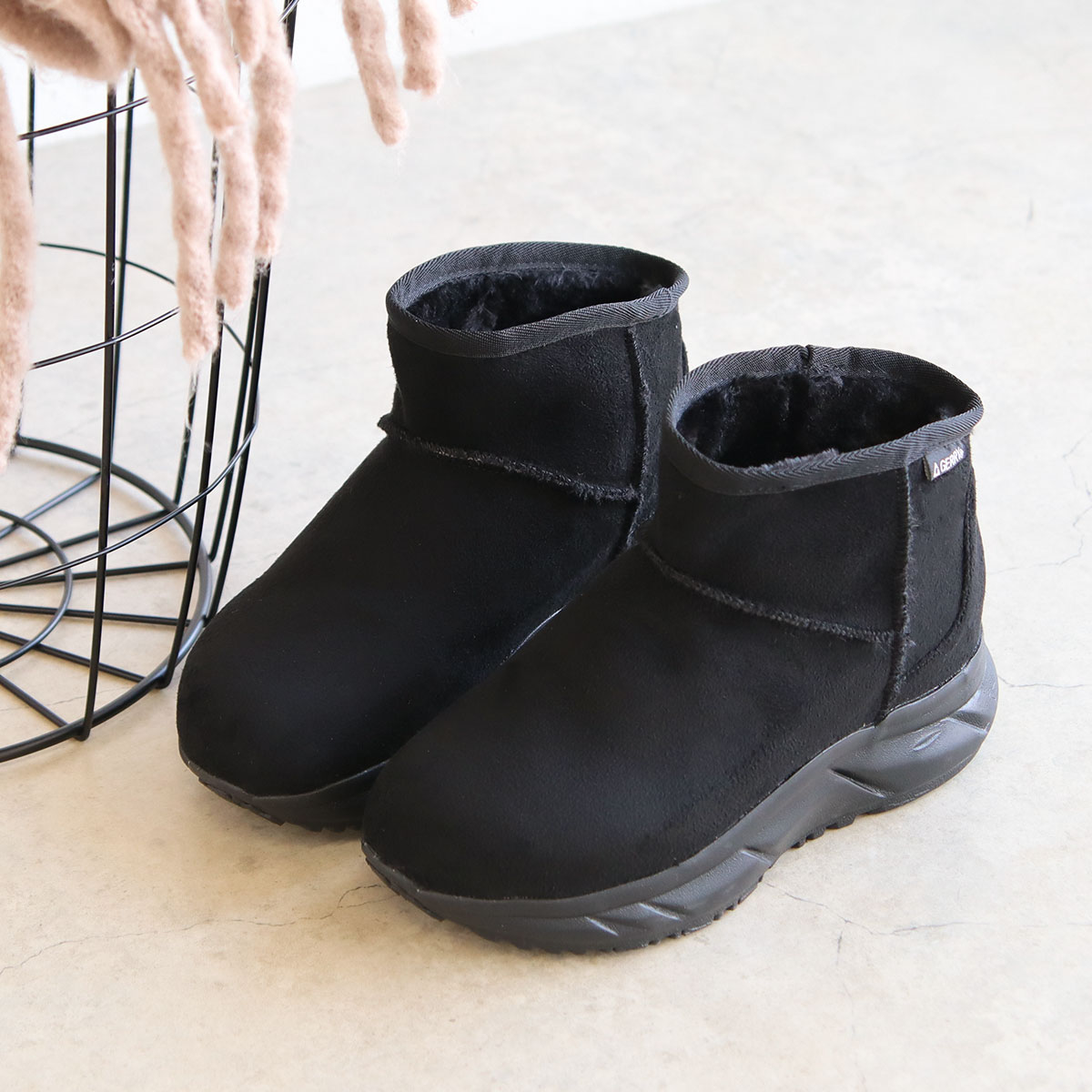 ムートン ブーツ レディース ショート 厚底 撥水 軽量 あったか 裏ファー 防滑 黒 ブラック ブラウン グレー キャメル ベージュ 5597 爆買 | GERRY | 01