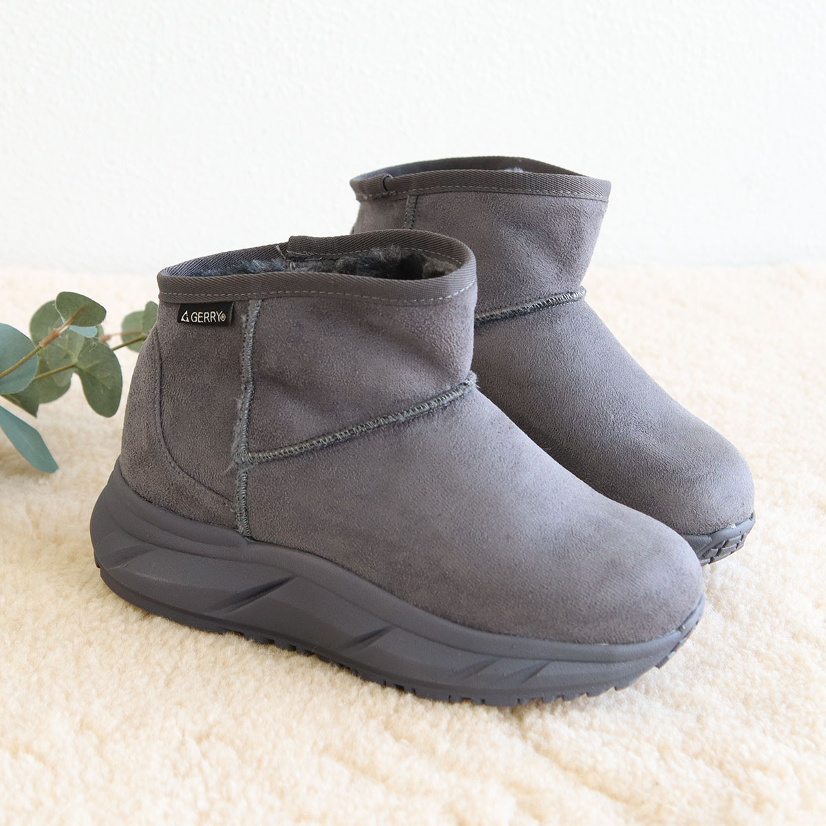 ムートン ブーツ レディース ショート 厚底 撥水 軽量 あったか 裏ファー 防滑 黒 ブラック ブラウン グレー キャメル ベージュ 5597 爆買 | GERRY | 03