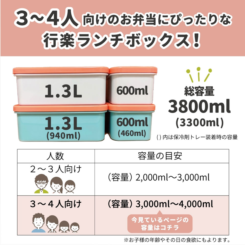 ピクニック ランチボックス 弁当箱 セット 大容量 3.8L 運動会 キャンプ お花見 遠足 保冷剤 バッグ付き アウトドア キャラクター KCPC4 爆買 | スケーター | 04