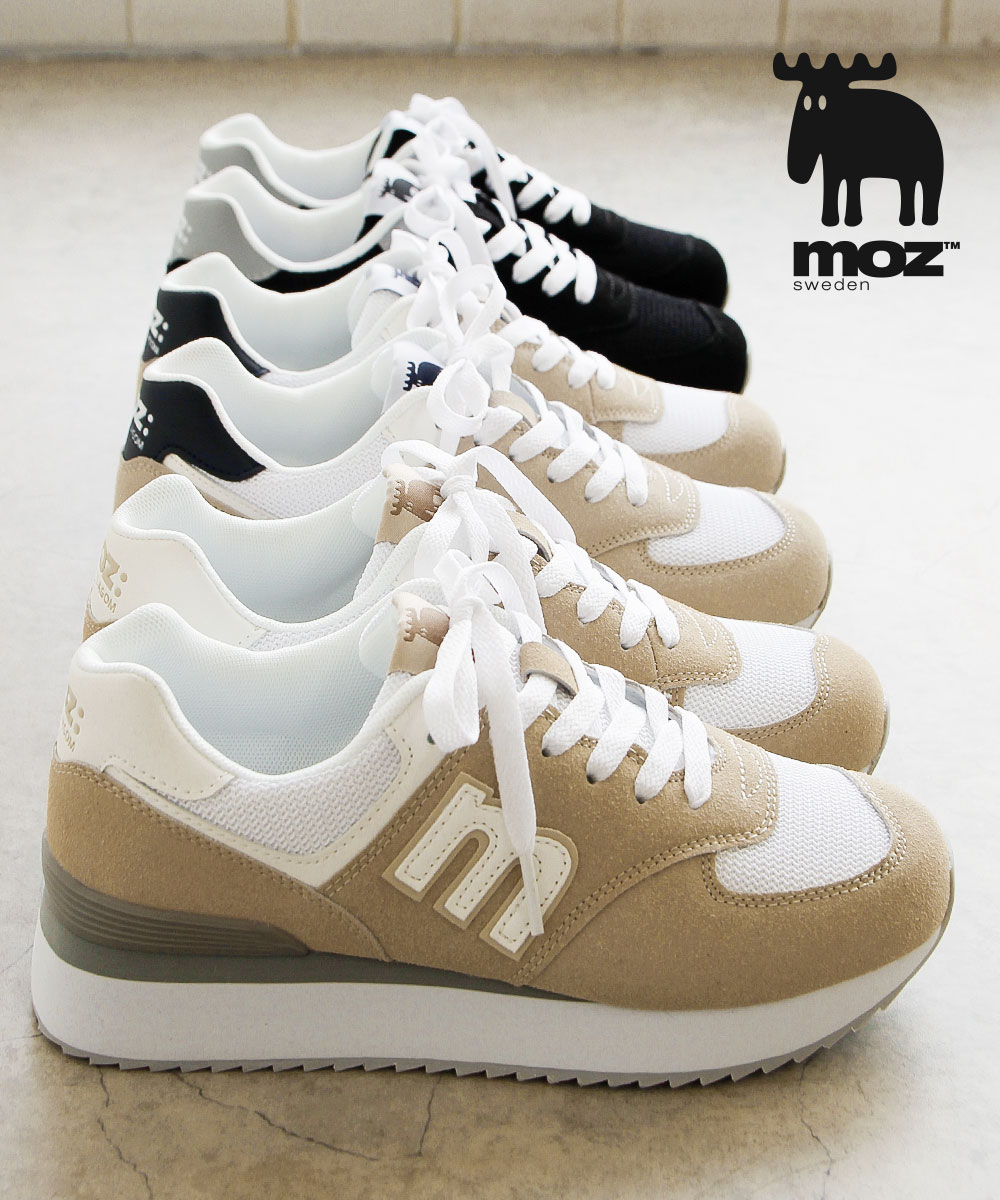 moz（モズ） 厚底 スニーカー レディース 黒 ローカット カジュアル