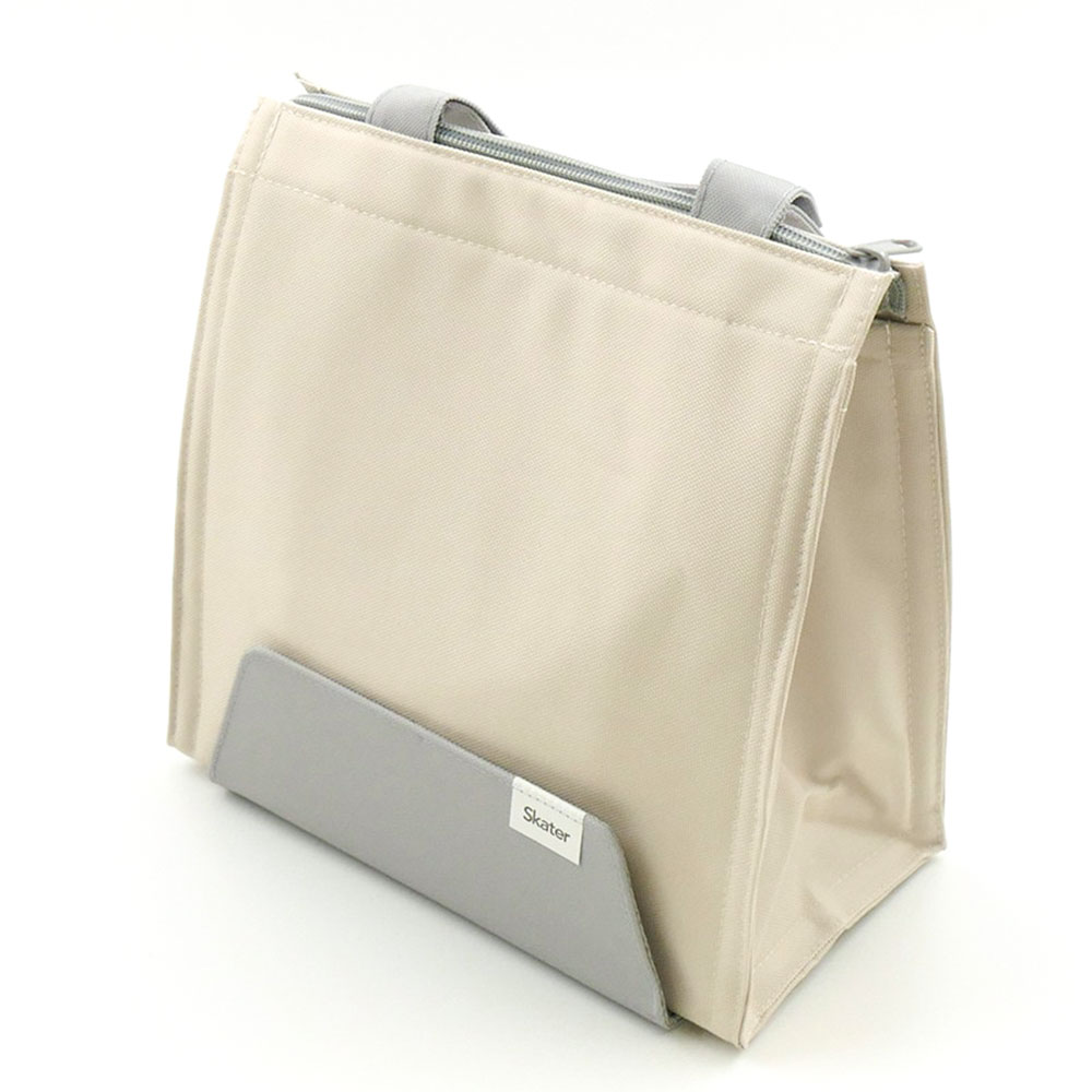 ランチバッグ スマホスタンド付き 保冷 保温 マチ 広い ファスナー ポケット 男性 女性 学生 大人 手提げ シンプル 黒 ベージュ LBS5 爆買 | スケーター | 02