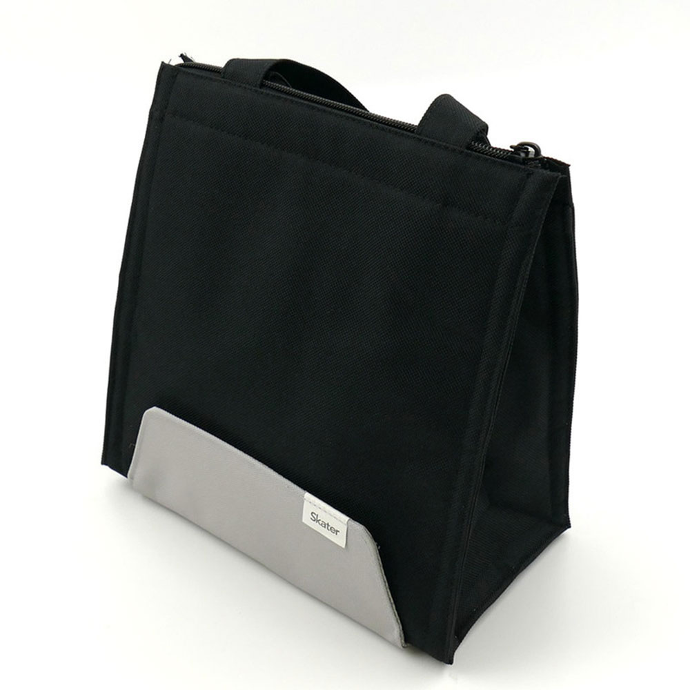 ランチバッグ スマホスタンド付き 保冷 保温 マチ 広い ファスナー ポケット 男性 女性 学生 大人 手提げ シンプル 黒 ベージュ LBS5 爆買 | スケーター | 01