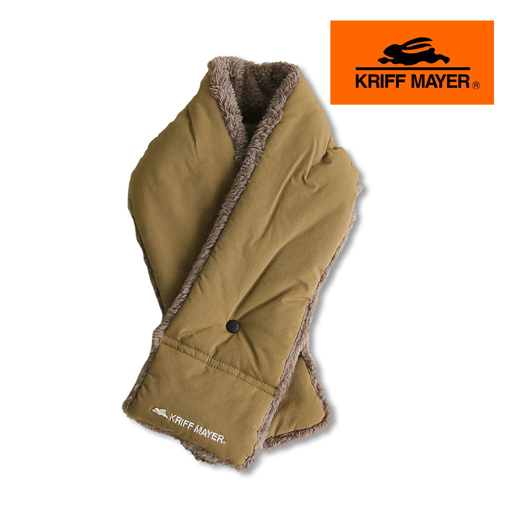 クリフメイヤー マフラー 中綿 ネックウォーマー リバーシブル 防寒 カジュアル KRIFF MAYER ボタン付き ブラウン ベージュ m1125 | KRIFF MAYER | 01