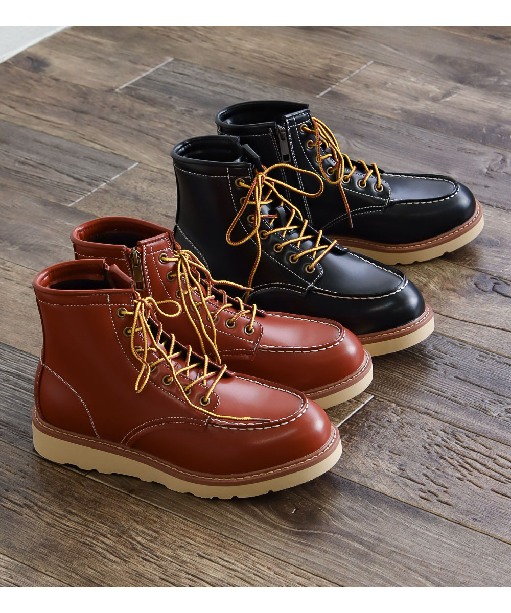 マウンテンブーツ ショートブーツ メンズ レースアップ シークレット