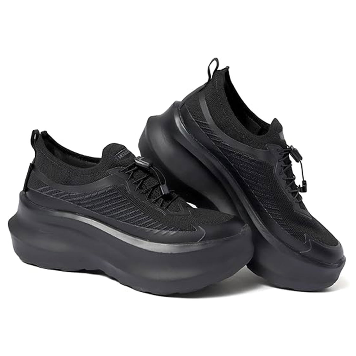 未体験 振動シューズ ダイエット スニーカー レディース 厚底 靴 疲れない スリッポン ハンズフリー 黒  Makuake MEGLOOP 爆買 | ブランド登録なし | 01