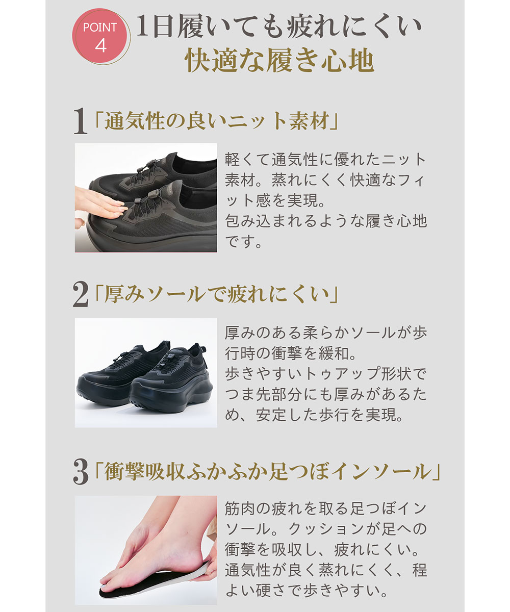 未体験 振動シューズ ダイエット スニーカー レディース 厚底 靴 疲れない スリッポン ハンズフリー 黒  Makuake MEGLOOP 爆買 | ブランド登録なし | 15