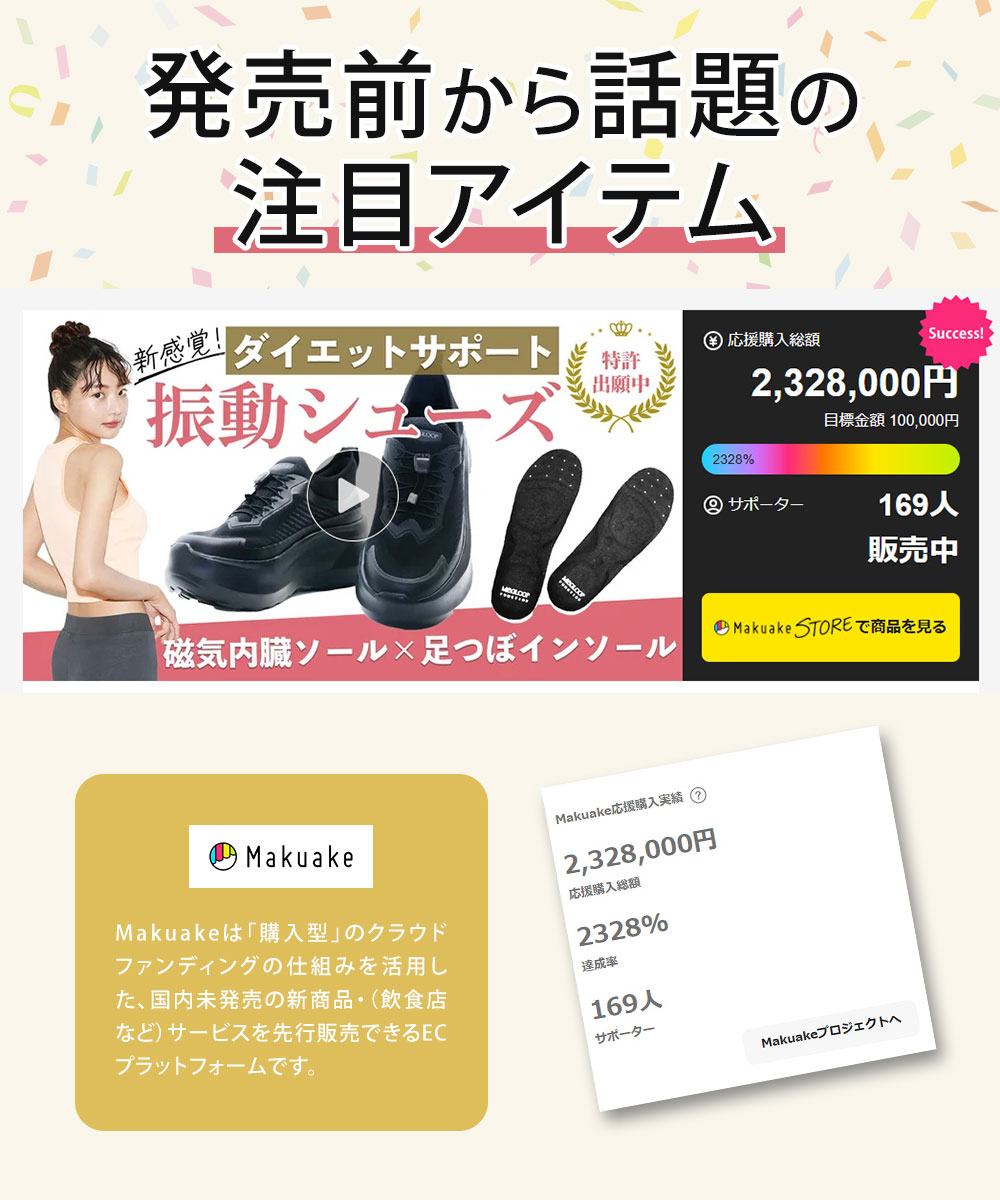 未体験 振動シューズ ダイエット スニーカー レディース 厚底 靴 疲れない スリッポン ハンズフリー 黒  Makuake MEGLOOP 爆買 | ブランド登録なし | 03