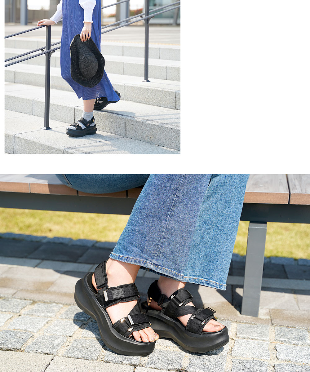 未体験 振動 サンダル ダイエット ストラップ 2way レディース 厚底 軽量 疲れにくい 黒 ブラック Makuake MEGLOOP 1002 爆買 | ブランド登録なし | 15