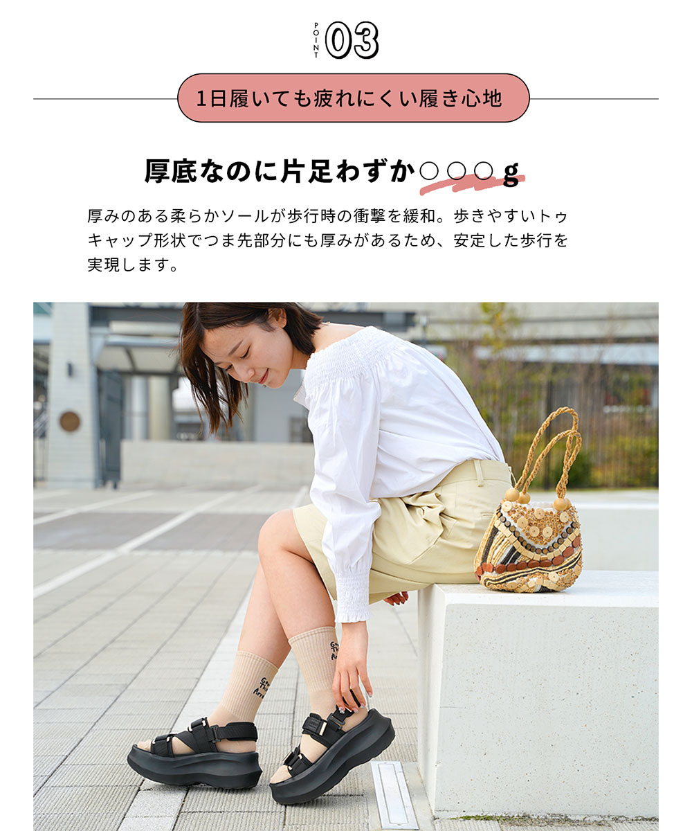 未体験 振動 サンダル ダイエット ストラップ 2way レディース 厚底 軽量 疲れにくい 黒 ブラック Makuake MEGLOOP 1002 爆買 | ブランド登録なし | 09