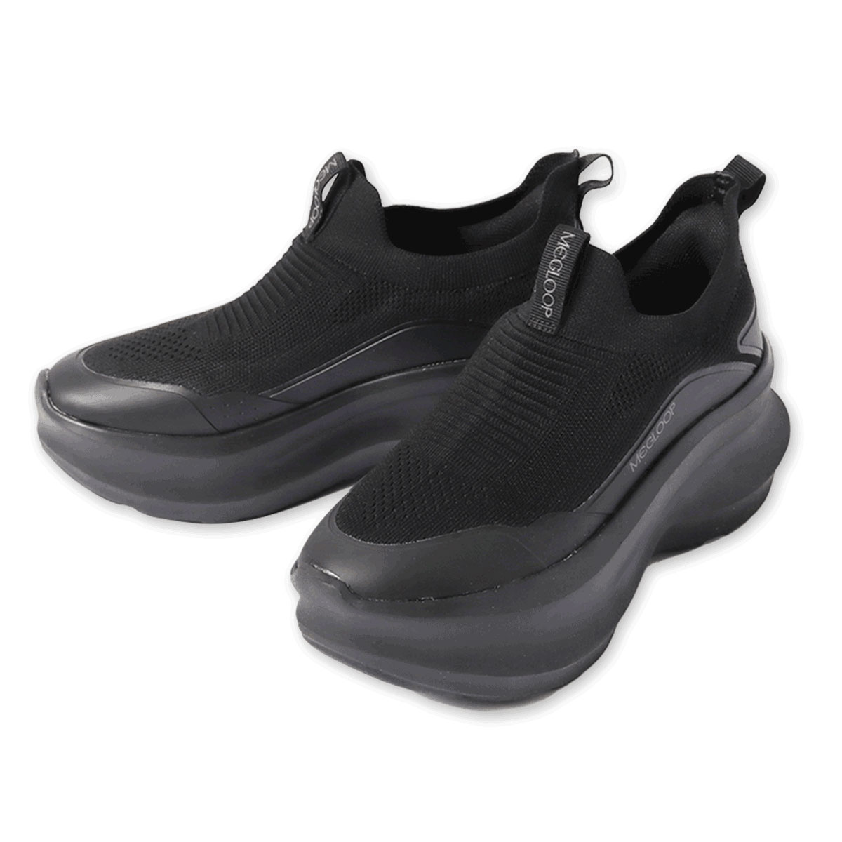 振動シューズ ダイエット スニーカー レディース 厚底 防水 靴 スリッポン ハンズフリー 黒 白 ブラック ホワイト MEGLOOP 1003 爆買 | ブランド登録なし | 01
