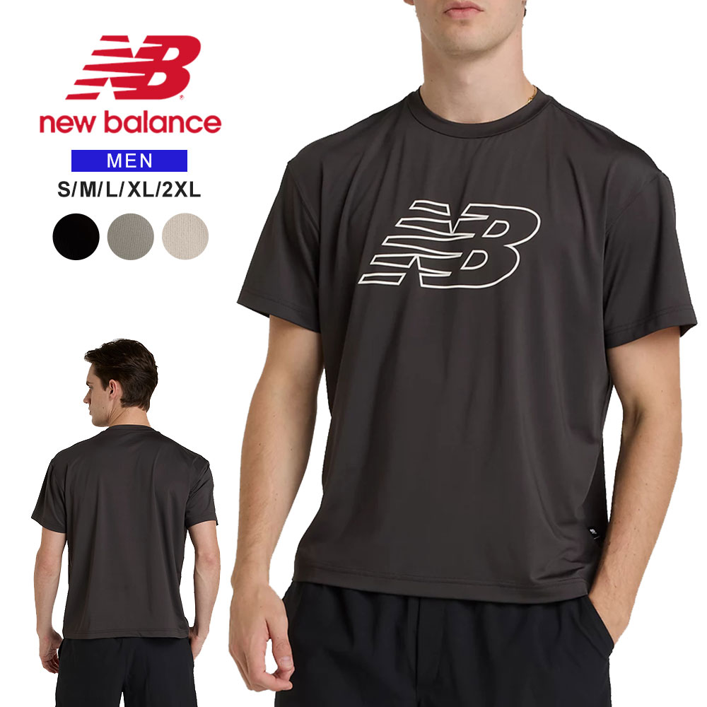 ニューバランス メンズ 半袖 トップス ロゴT スポーツ ブラック ホワイト ショートスリーブTシャツ AMT51510 New Balance | New Balance