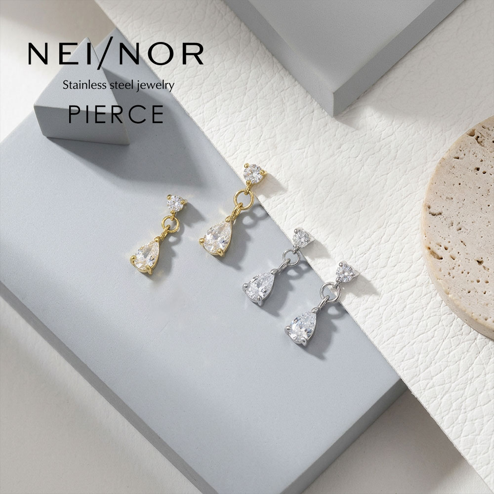 Nei/nor ピアス アレルギー対応 つけっぱなし OK  サージカルステンレス メンズ レディース セカンドピアス アクセサリー ゴールド 0134 爆買