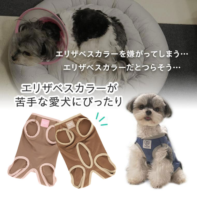 ペット用 術後服 女の子 4号 小型犬 ブラウン メス 雌 抗菌 消臭 手術 ウェア 着せやすい 傷なめ 防止 傷口 保護 ミニーマウス PETCF2 爆買 | スケーター | 03