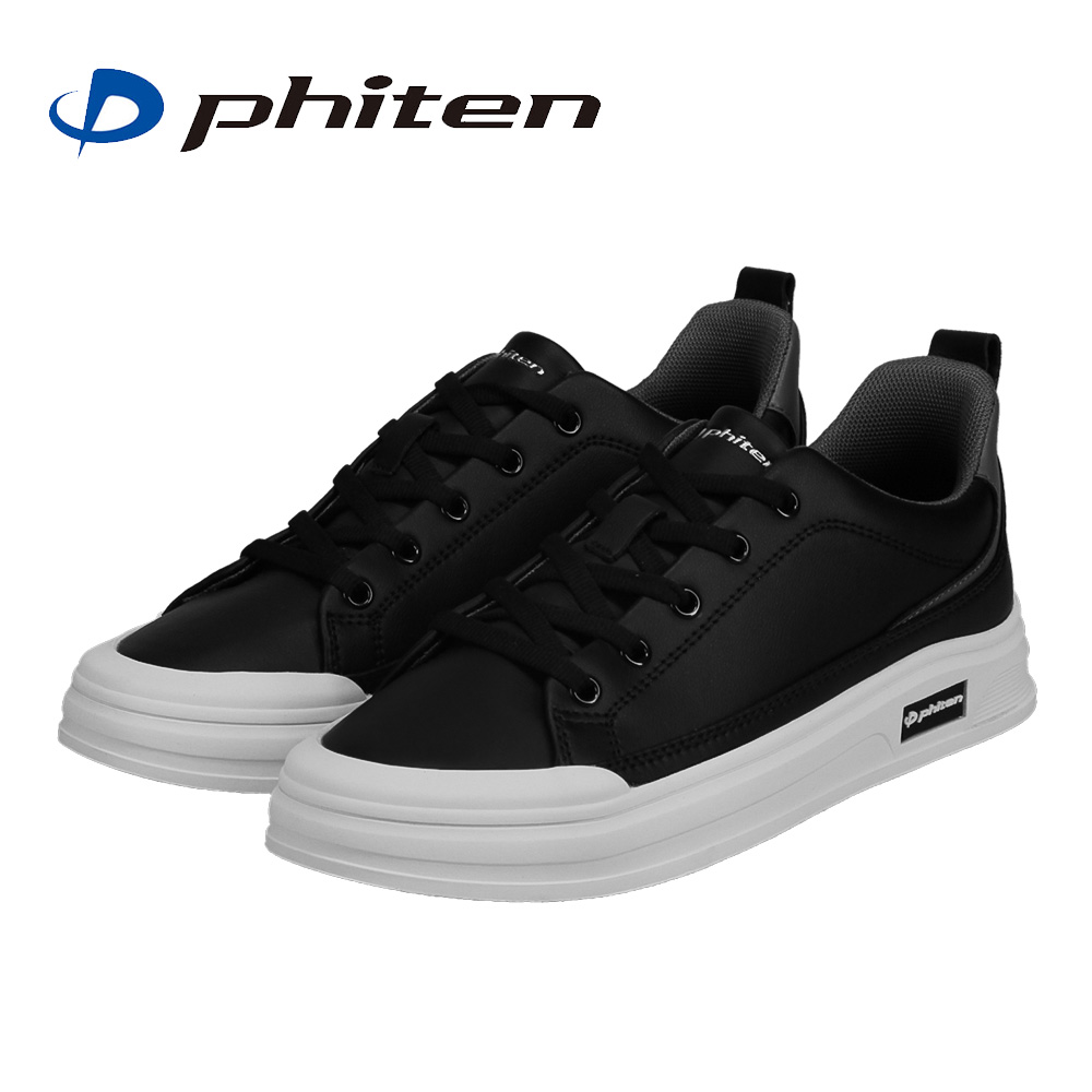ファイテン コートスニーカー リカバリー シューズ 靴 ハンズフリー 疲れにくい メタックス 高機能 黒 白 シルバー phiten PHU-040 | Phiten | 01