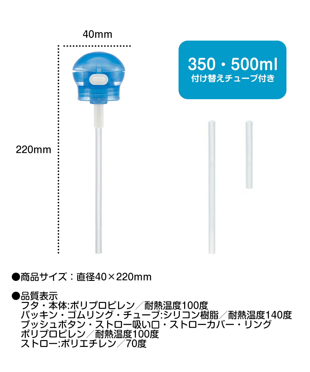 プッシュ式 ストローホッパーキャップ ペットボトル ストロー ワンプッシュ ワンタッチ ピンク イエロー 黄色 ミントグリーン 緑 ブルー PSHC3 | スケーター | 06