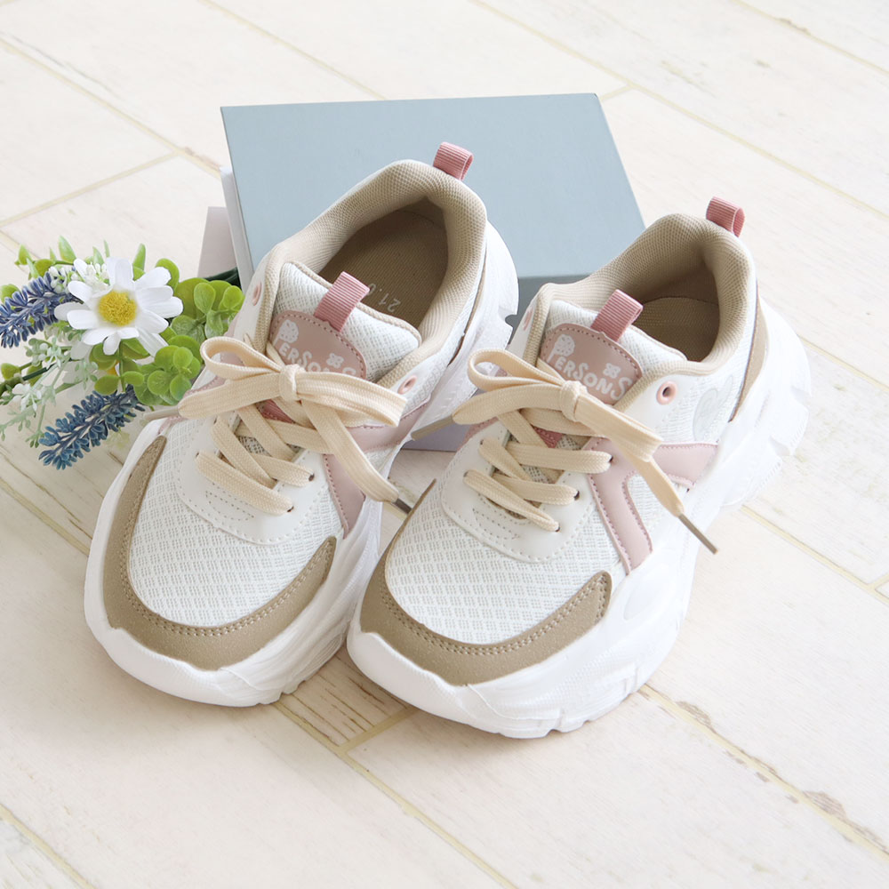 パーソンズ スニーカー キッズ ジュニア 女の子 厚底 履きやすい 子供靴 紐 ダッド メッシュ カップインソール かわいい おしゃれ psj-038 PERSONS | PERSON'S(ファッション) | 02