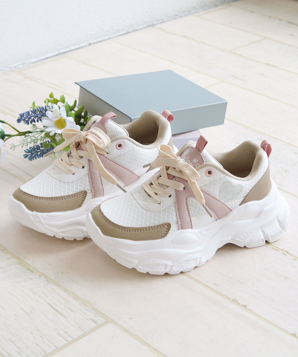 パーソンズ スニーカー キッズ ジュニア 女の子 厚底 履きやすい 子供靴 紐 ダッド メッシュ カップインソール かわいい おしゃれ psj-038 PERSONS | PERSON'S(ファッション) | 10