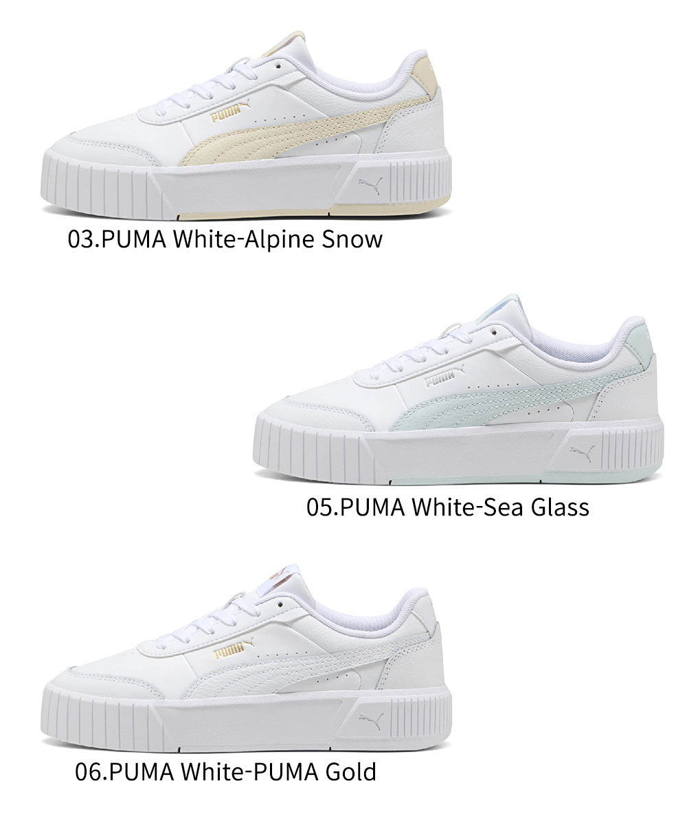 PUMA プーマ スニーカー レディース ローカット 靴 カジュアル シューズ おしゃれ 厚底 紐 puma キャリーナ ミア 白 ホワイト ...