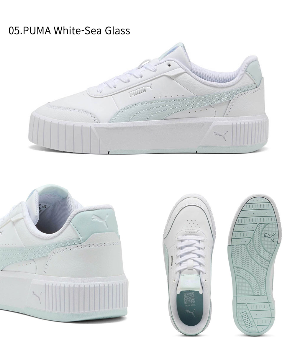 PUMA プーマ スニーカー レディース ローカット 靴 カジュアル シューズ おしゃれ 厚底 紐 puma キャリーナ ミア 白 ホワイト ...