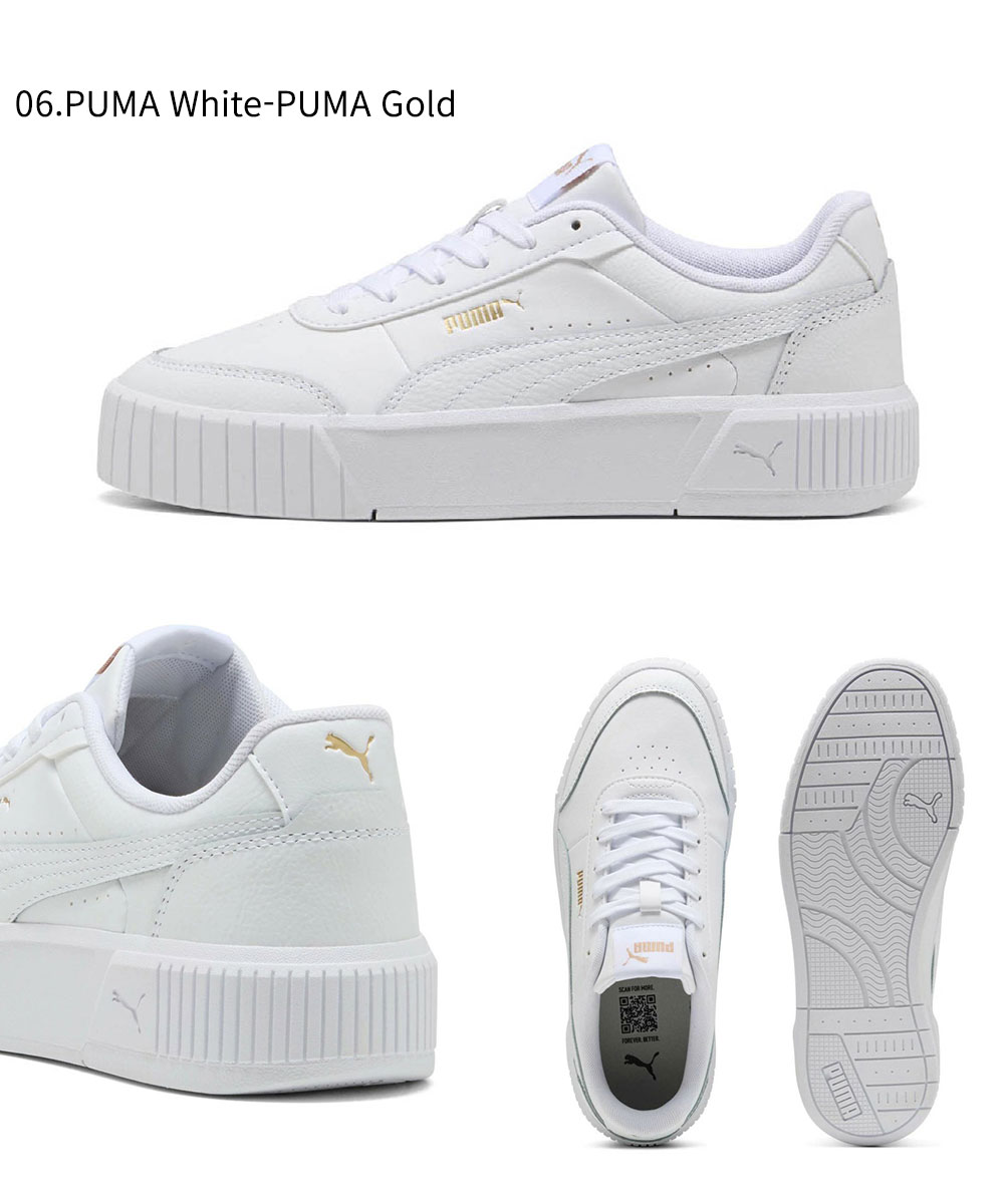 PUMA プーマ スニーカー レディース ローカット 靴 カジュアル シューズ おしゃれ 厚底 紐 puma キャリーナ ミア 白 ホワイト ...
