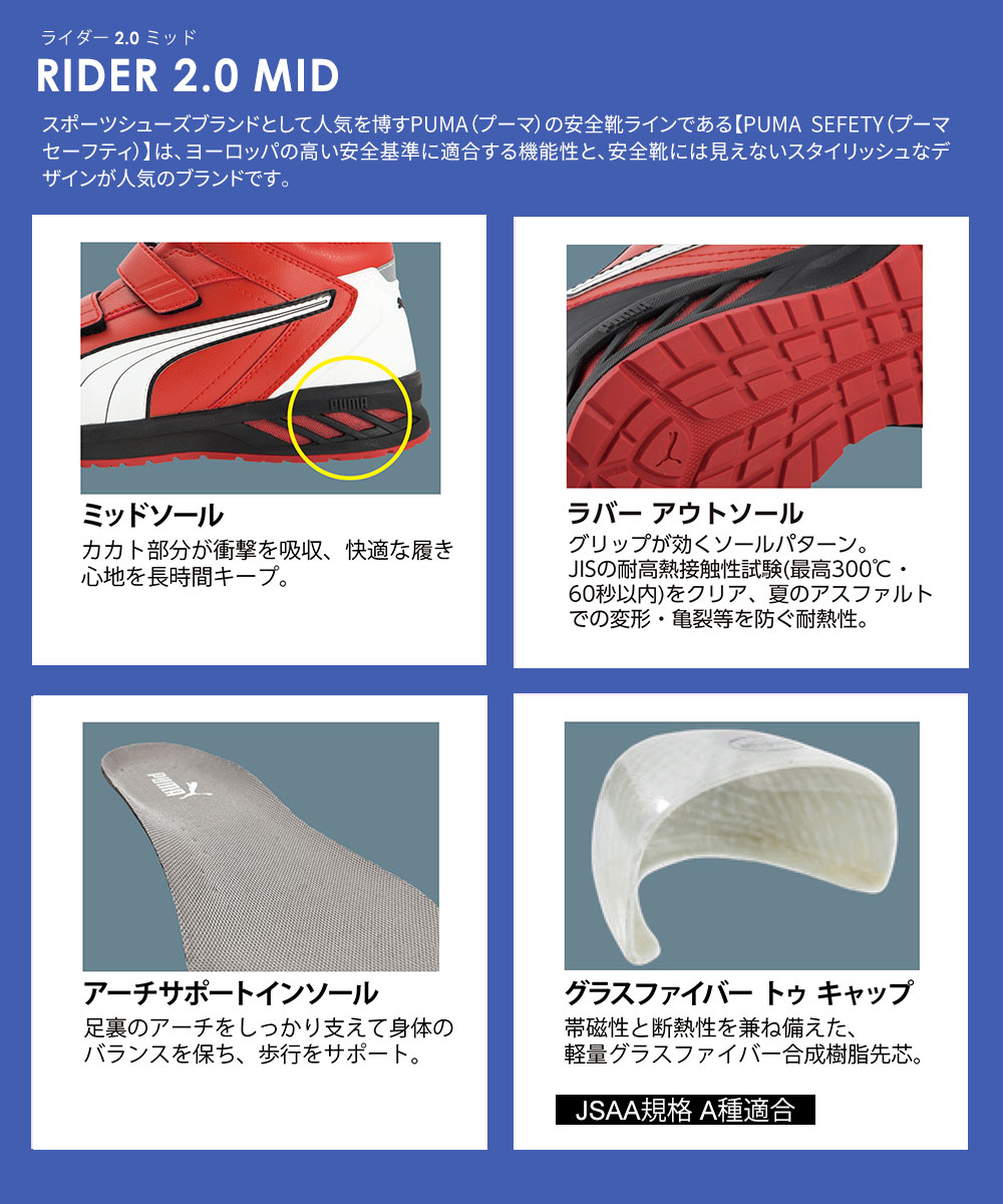 PUMA プーマ セーフティシューズ 安全靴 おすすめ ライダー 2.0