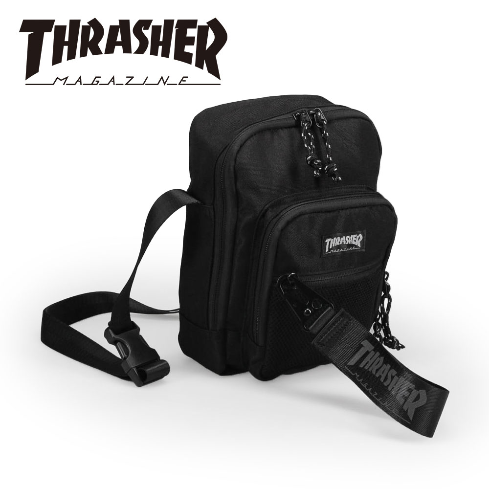 スラッシャー ミニ ショルダーバッグ メンズ ロゴ プリント 小さめ 斜めがけ バッグ 鞄 黒 小さいサイズ サコッシュ THRASHER r1927 爆買 | THRASHER | 01
